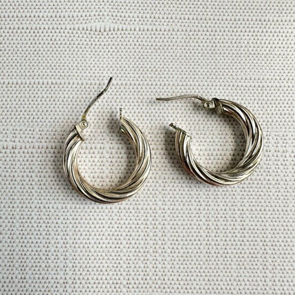 Sterling Silver Twisted Rope Hoop Earrings .75" Lightweight Jewelry - Picture 6 of 6